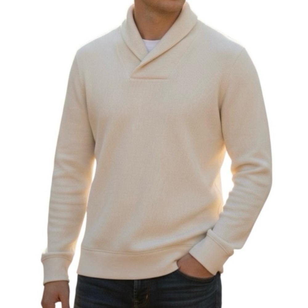 Banana Republic Ribbed Shawl Collar Sweater XL Cream/Ivory